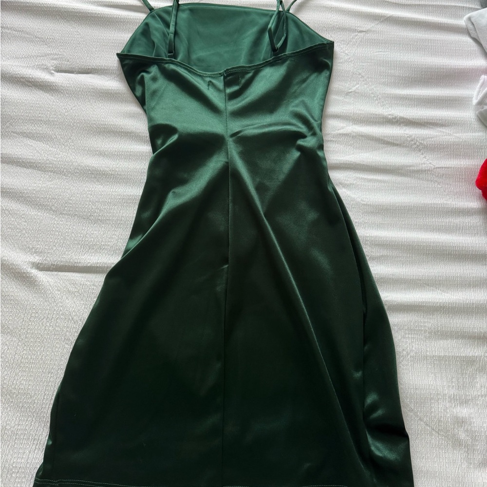 Emerald Sundae Strapless Dress in Forest Green
